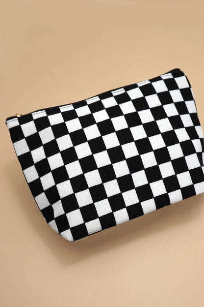 TRAVEL CHECKER COSMETIC MAKEUP POUCH BAG | 40P571